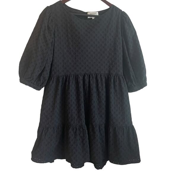 WAYF Dede‎ x Emily Eyelet Dress L Puff Sleeve Festival Cottagecore Boho Cowgirl - Picture 1 of 12